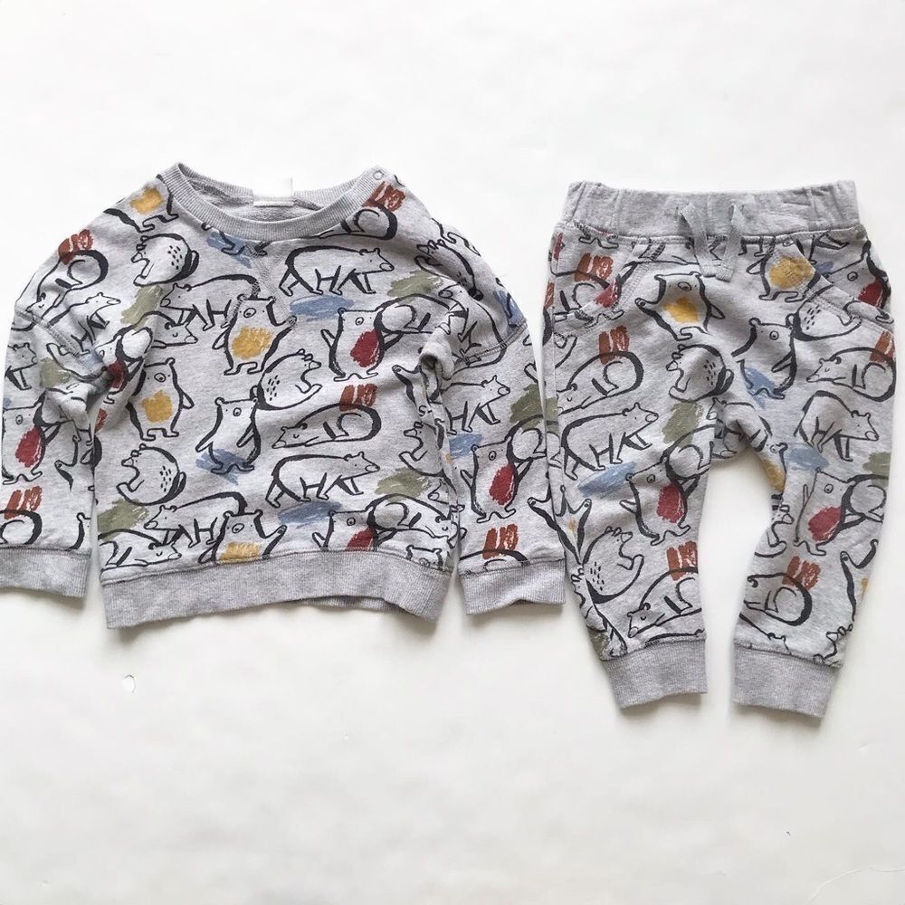NEXT animal print sweatshirt/ jogger set VGUC 9-12 months